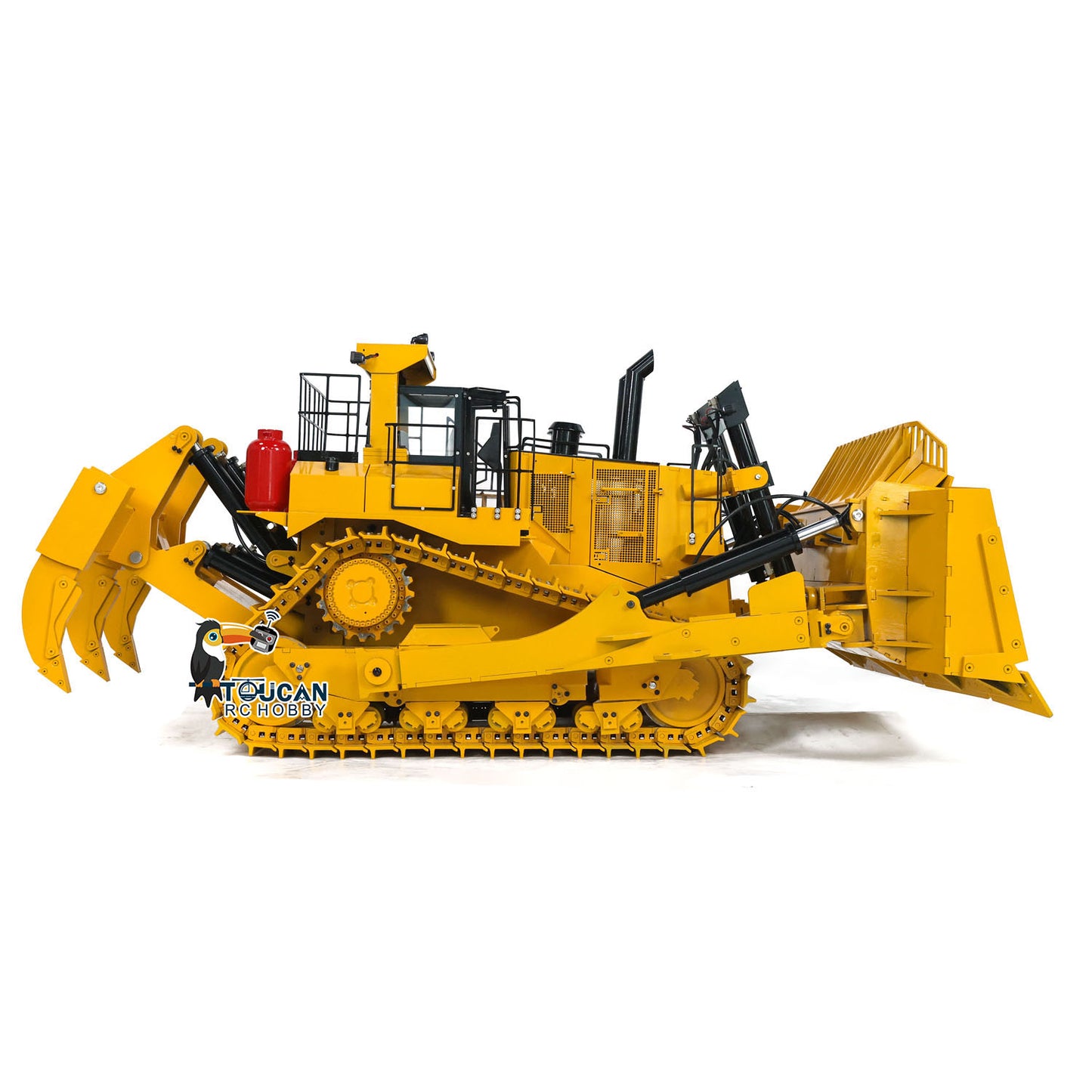 TOUCAN D11T 1/10 Metal Hydraulic RC Bulldozer Heavy Duty Giant Dozer side view with tracked chassis and blade