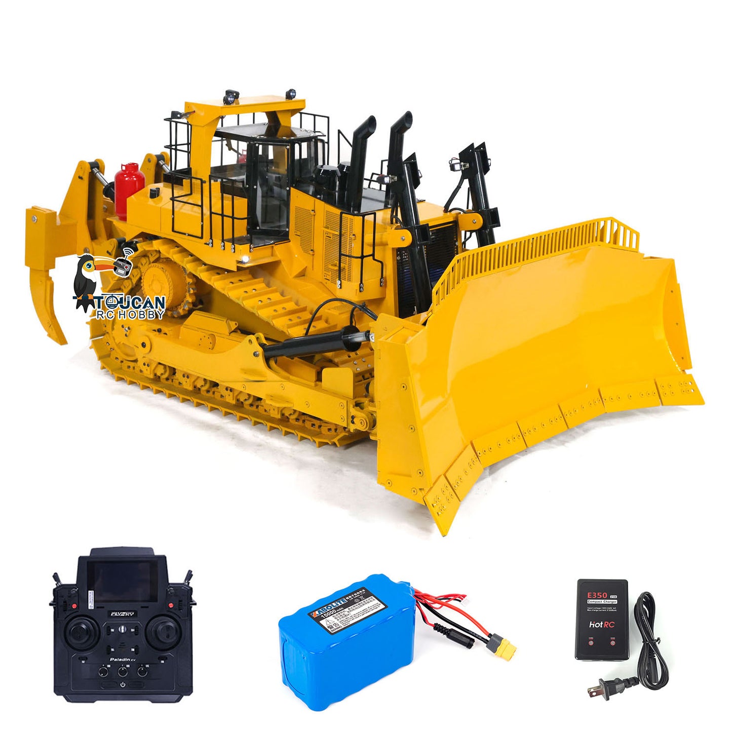 TOUCAN D11T 1/10 Metal Hydraulic RC Bulldozer Heavy Duty Giant Dozer package with radio controller battery and charger