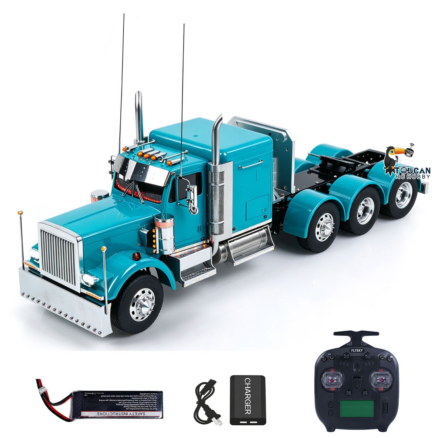 TOUCAN 56344 1/14 8x6 Metal Chassis RC Tractor Truck Grand Hauler blue package with radio controller battery and charger