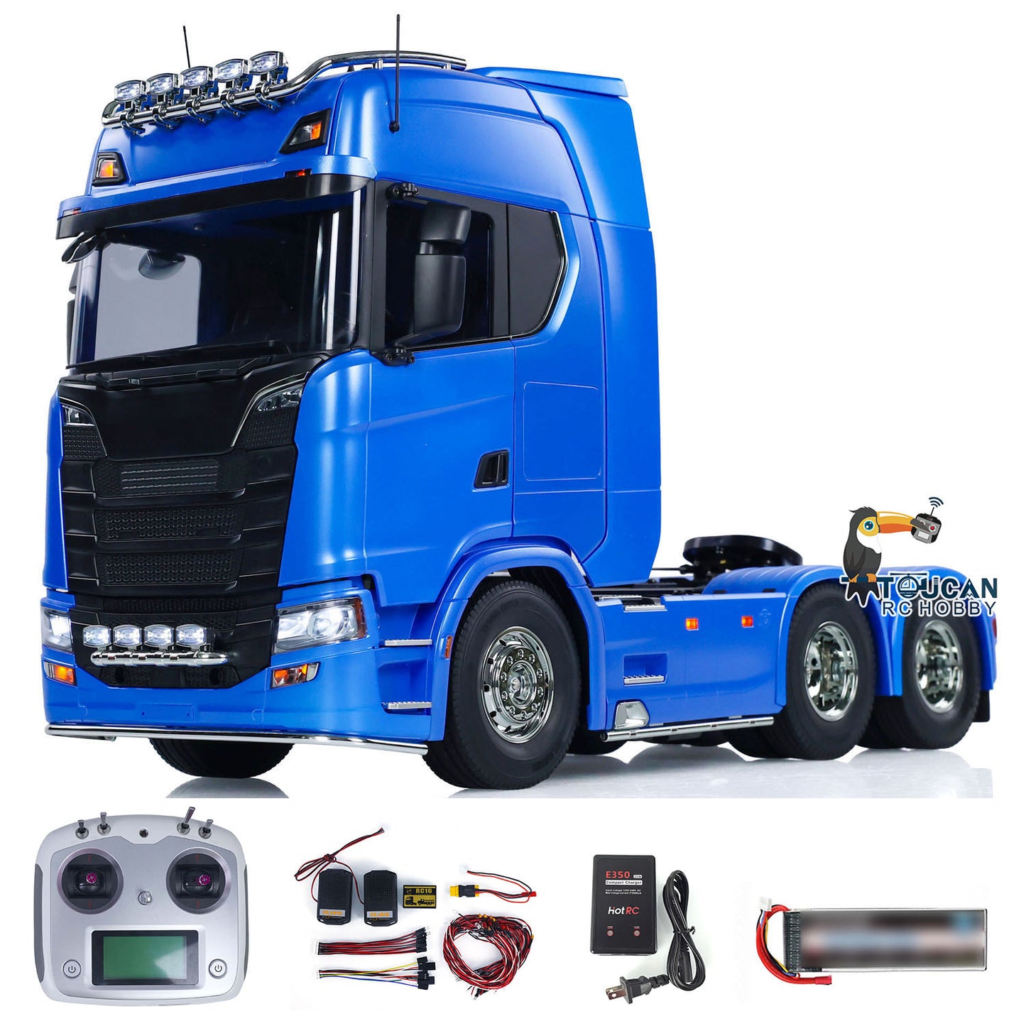 TOUCAN 56368 770S 1/14 6x4 RC Tractor Truck configuration with I6S radio controller battery and charger