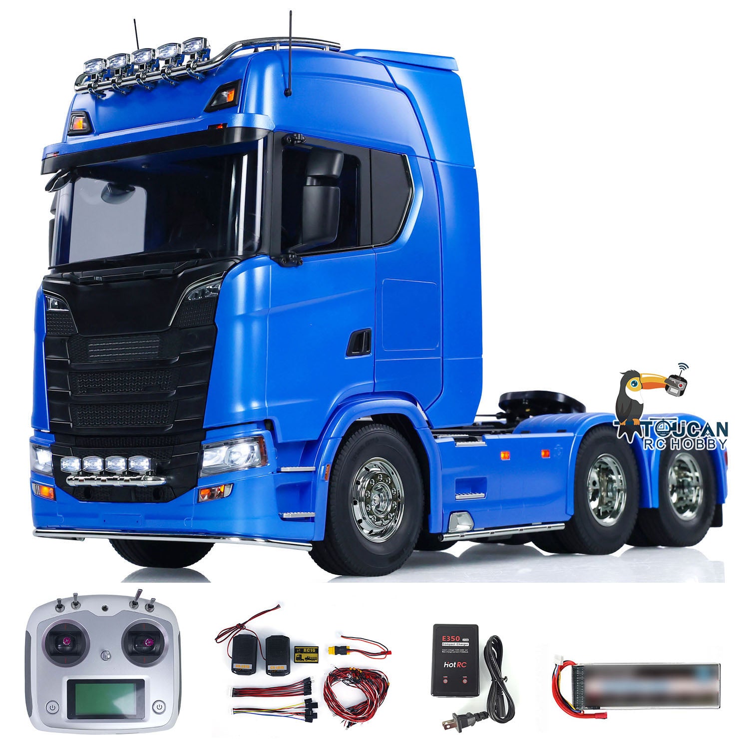 TOUCAN 56368 770S 1/14 6x4 RC Tractor Truck configuration with I6S radio controller battery and charger