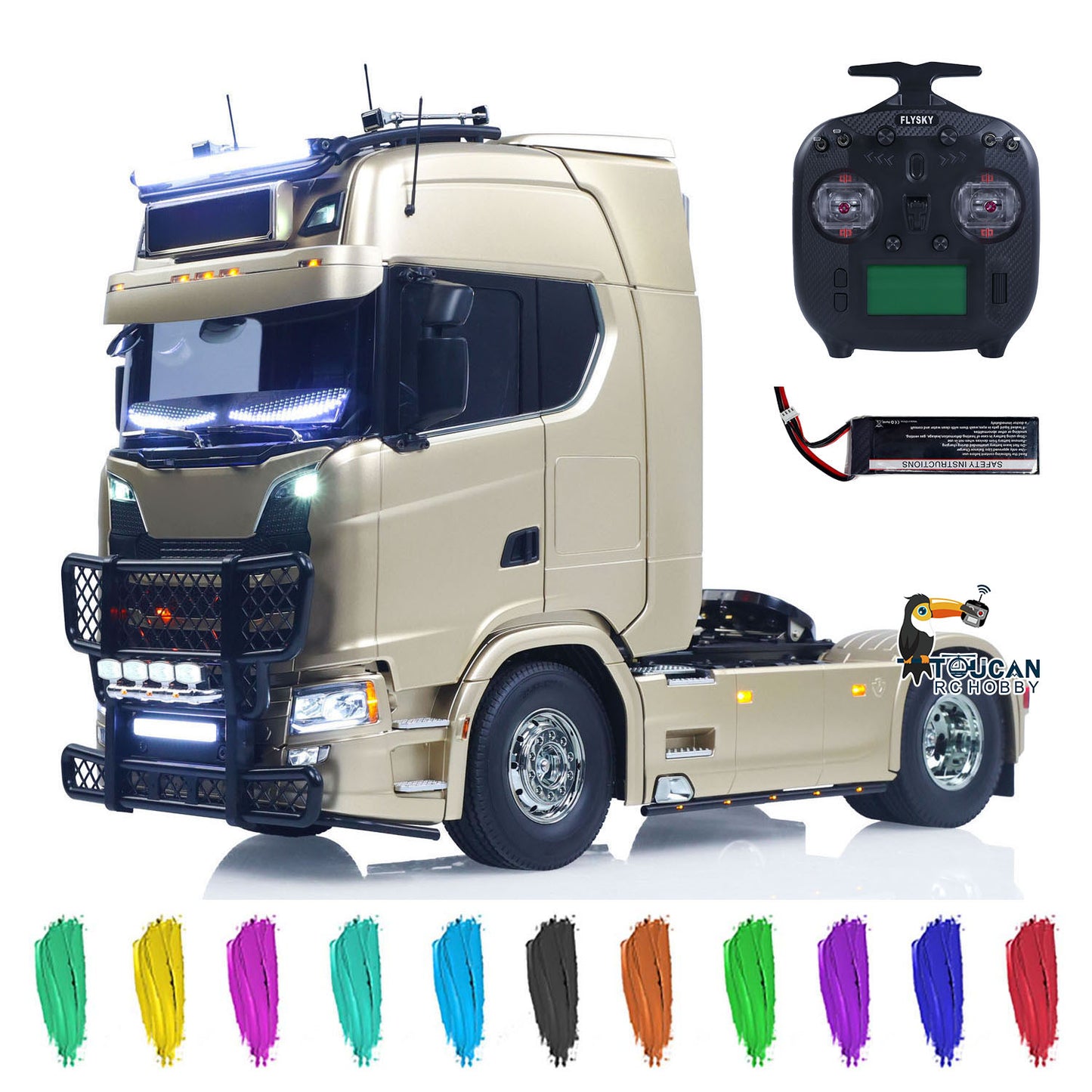TOUCAN 56379 1/14 4x2 RC Tractor Truck RTR package with radio controller and battery