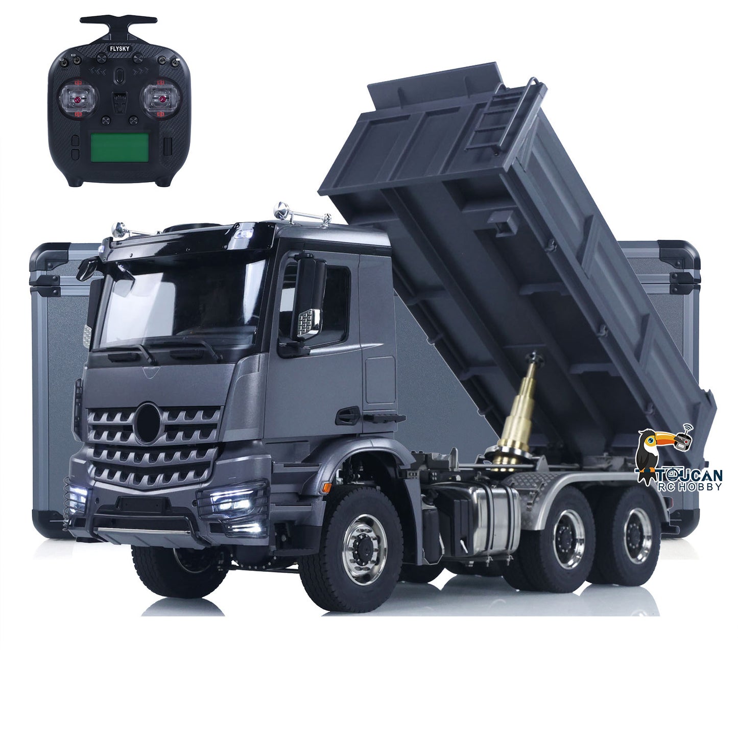TOUCAN 1/14 6x6 Metal Hydraulic RC Three-Way Dump Truck complete set with ST8 radio controller