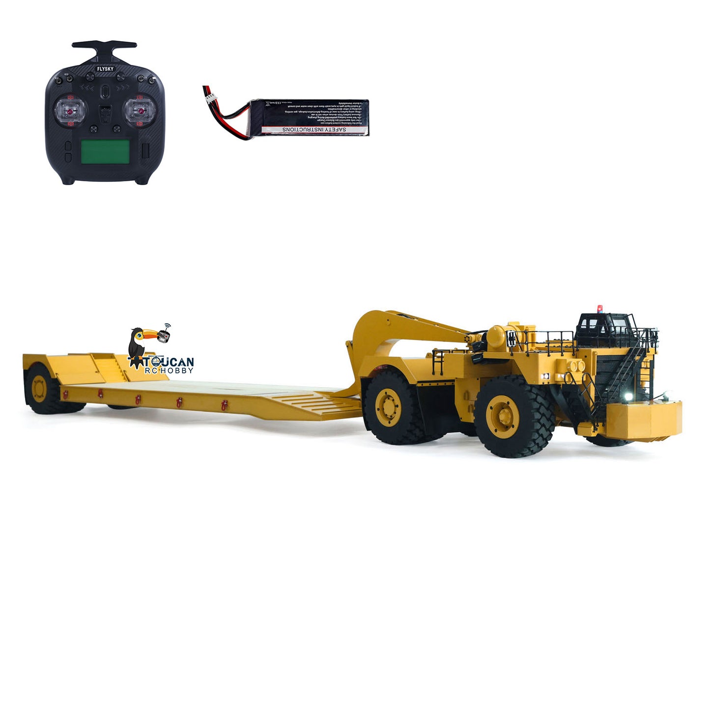 TOUCAN 1/20 Metal RC Gooseneck Mining Trailer C739D Side Profile with Flysky ST8 Light System