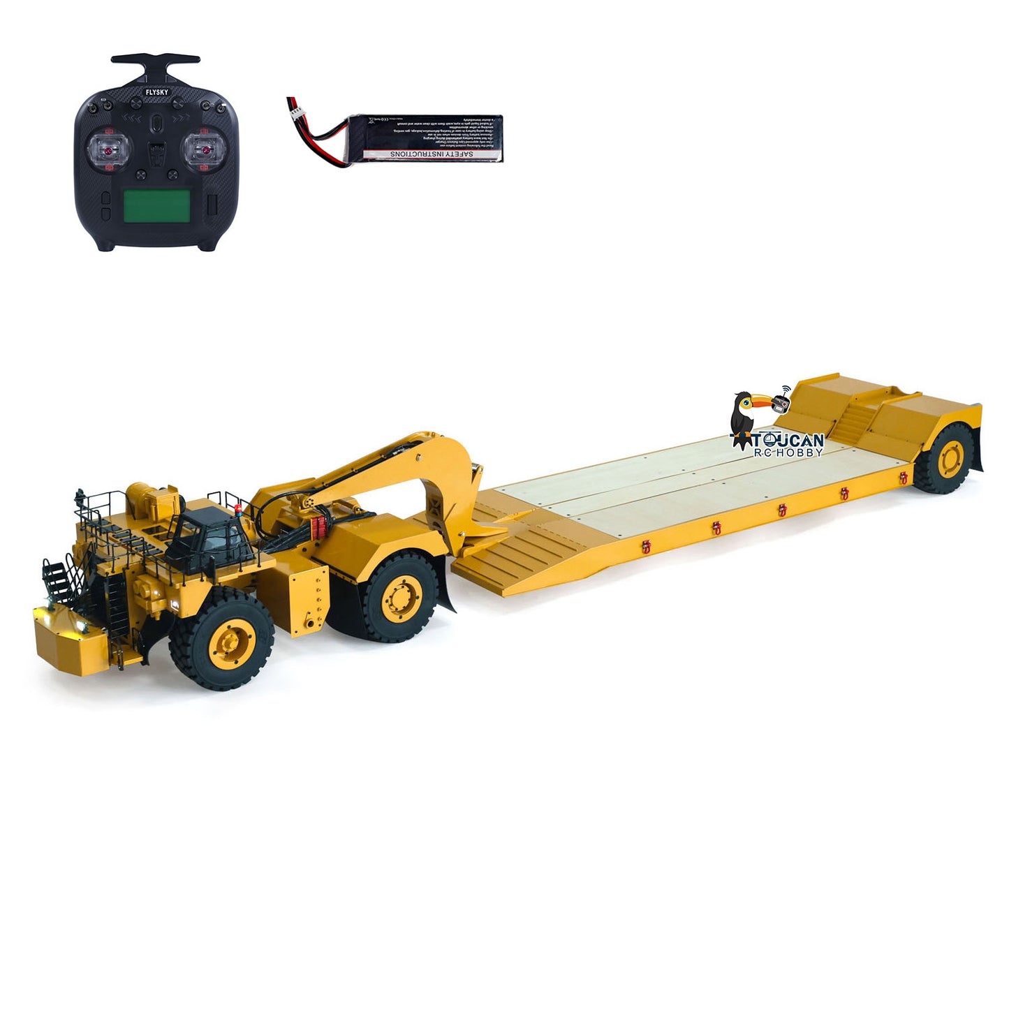 TOUCAN 1/20 RC Metal Hydraulic Gooseneck 739D PRO Mining Trailer 100kg Load Capacity