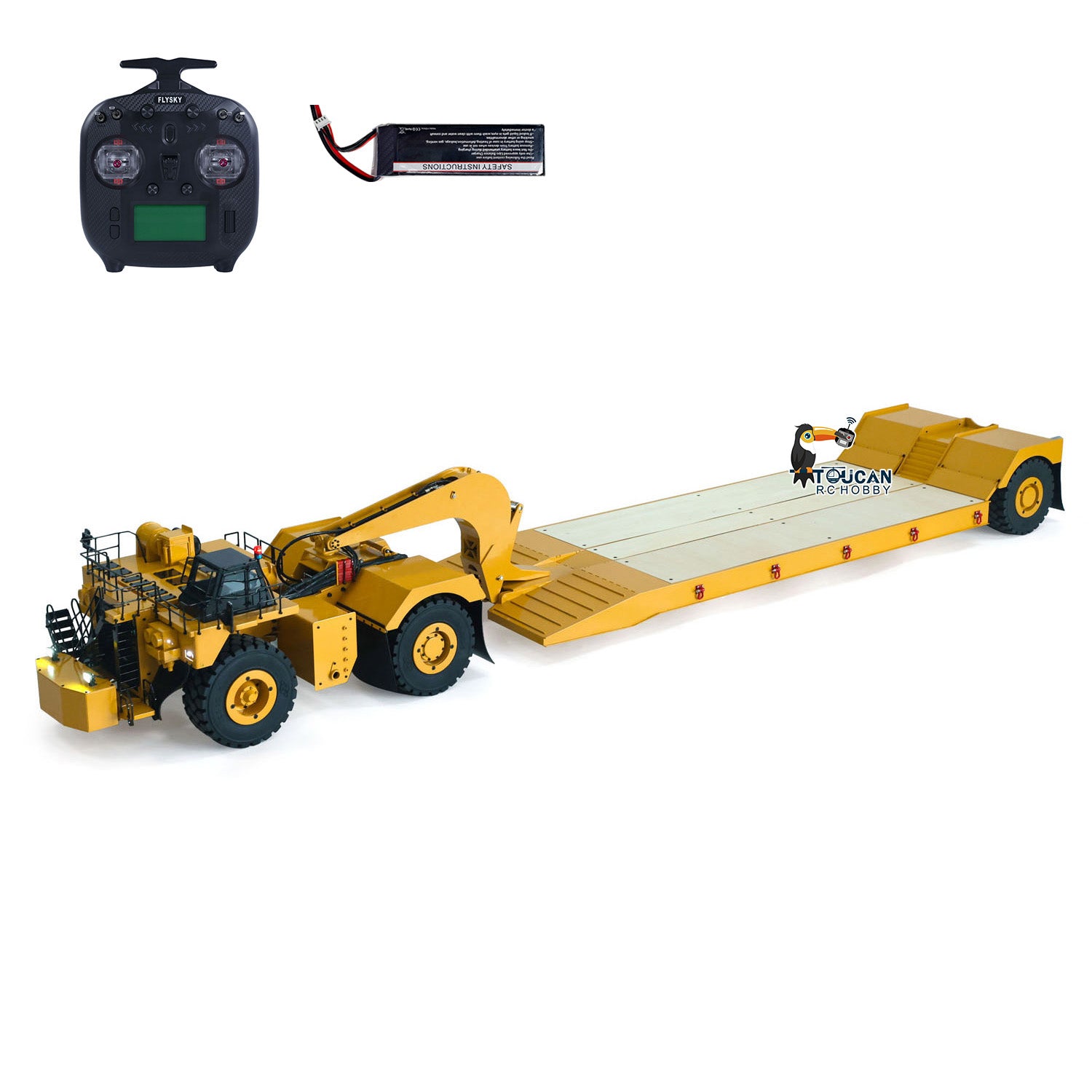 TOUCAN 1/20 RC Metal Hydraulic Gooseneck 739D PRO Mining Trailer 100kg Load Capacity