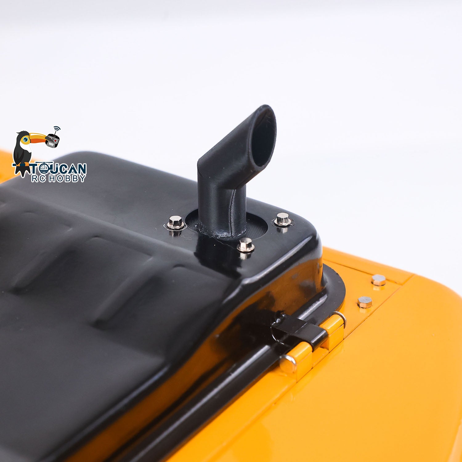TOUCAN 323GX 1/12 RC hydraulic excavator exhaust pipe detail with realistic exterior design