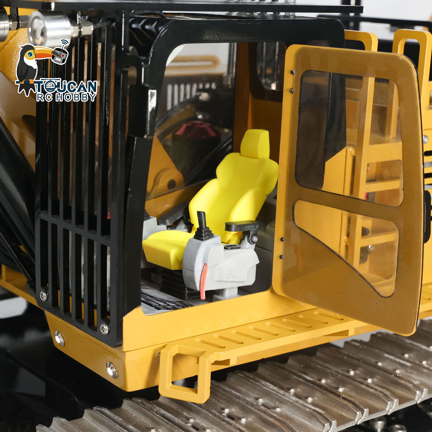 TOUCAN 385CF 1/8 Metal RC Hydraulic Crawler Excavator realistic cab interior detail