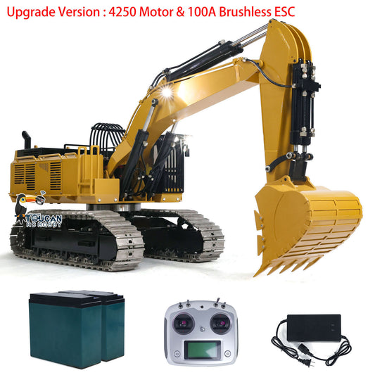 TOUCAN 385CF 1/8 Metal RC Hydraulic Crawler Excavator yellow RTR package with radio controller battery and charger