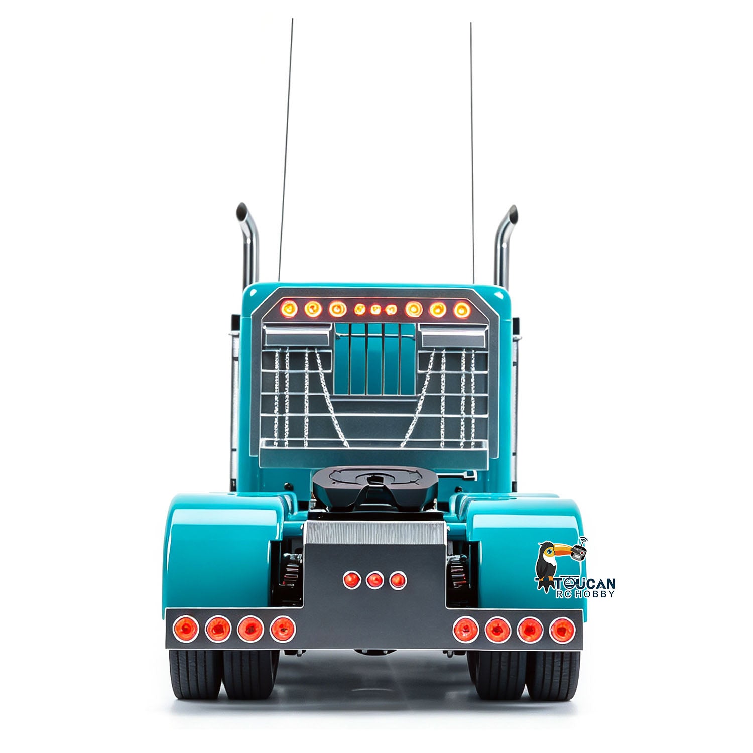 TOUCAN 56344 1/14 8x6 Metal Chassis RC Tractor Truck Grand Hauler rear view with detailed chassis and body
