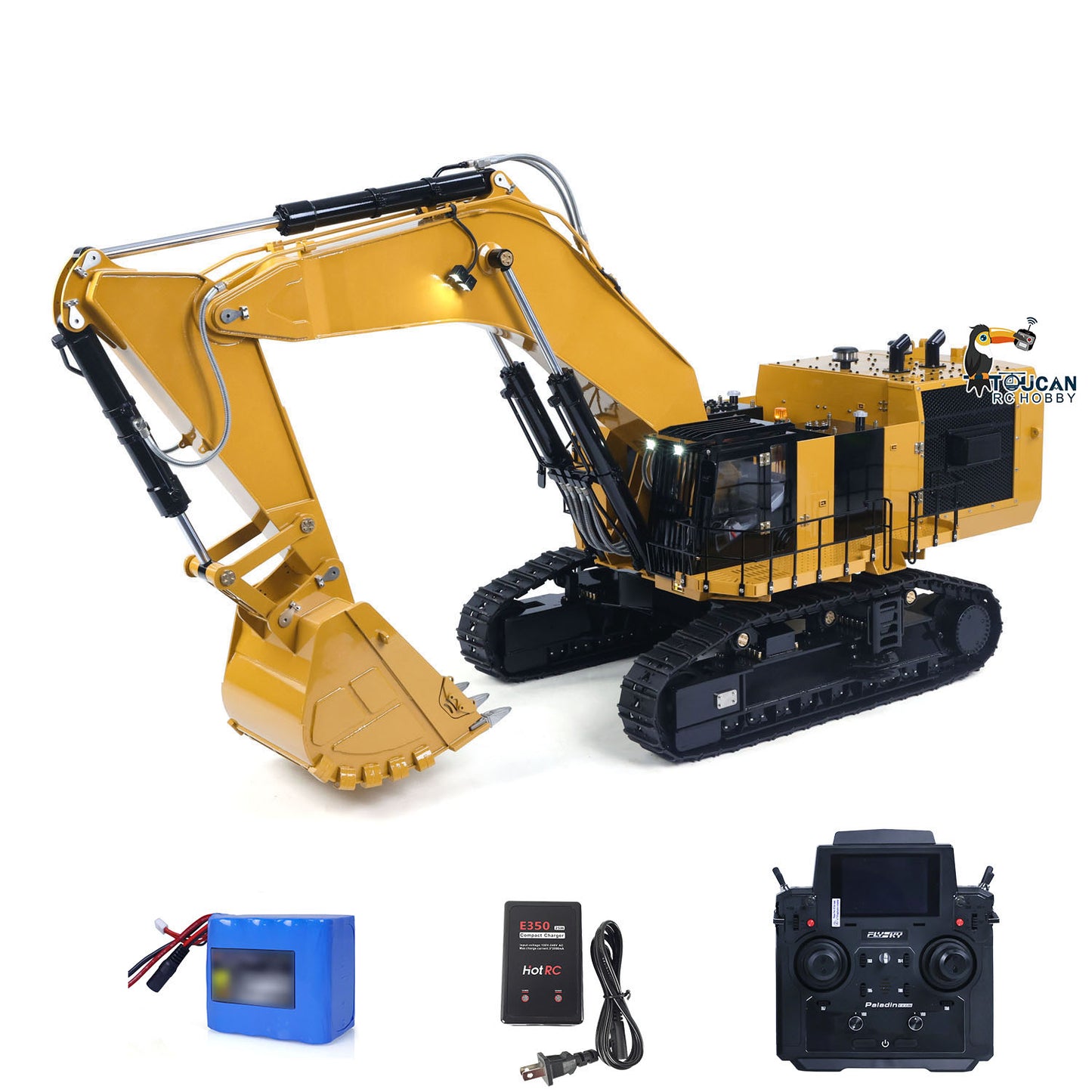 TOUCAN 6015B 1/14 Metal RC Hydraulic Excavator complete package with PL18EV Lite radio controller, battery and charger