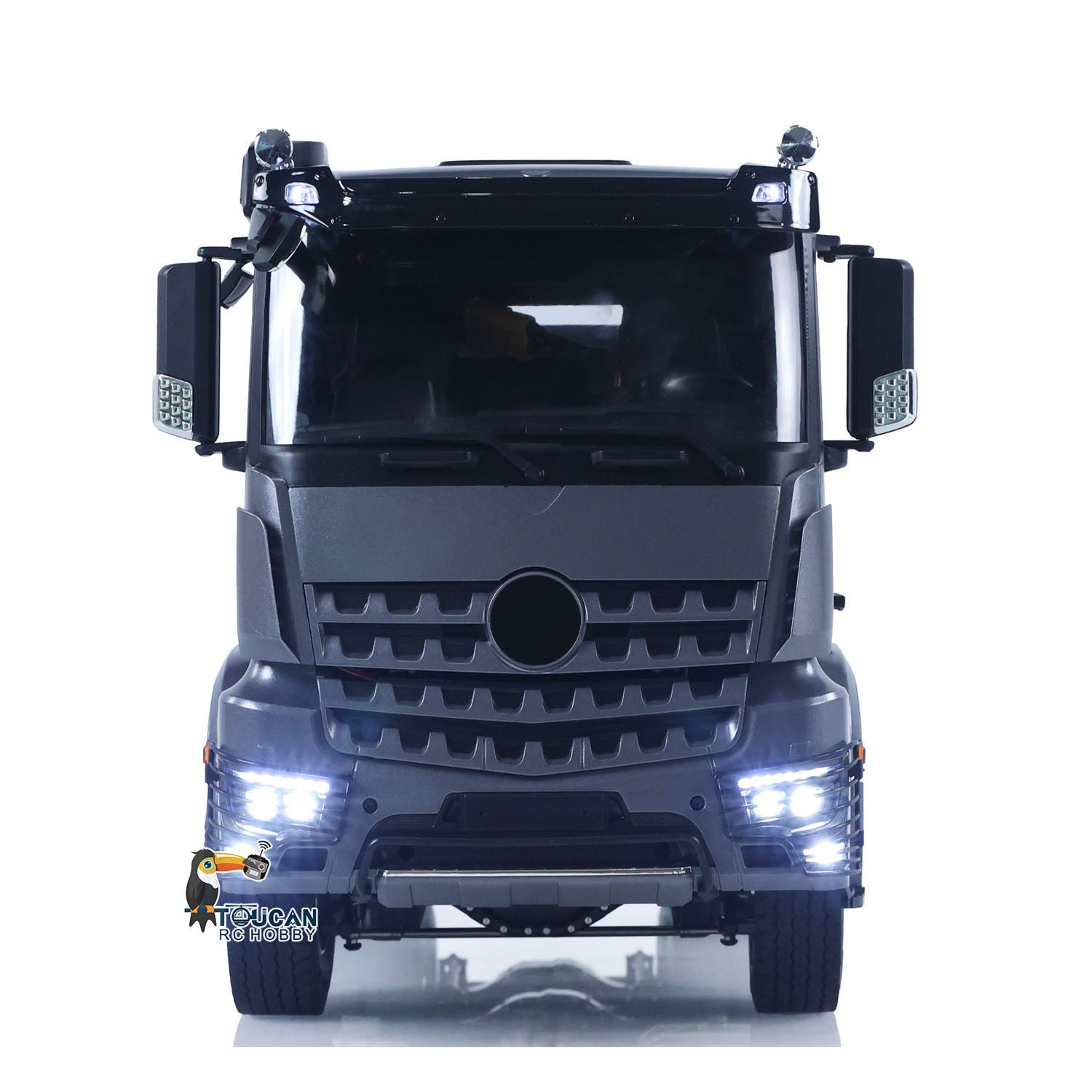 TOUCAN 1/14 6x6 Metal Hydraulic RC Three-Way Dump Truck front detail