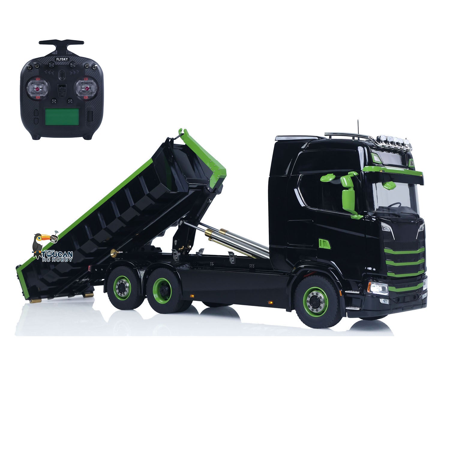 TOUCAN 770S 1/14 Metal RC Hydraulic 6x6 Roll-On Roll-Off Dumper complete package with ST8 radio controller