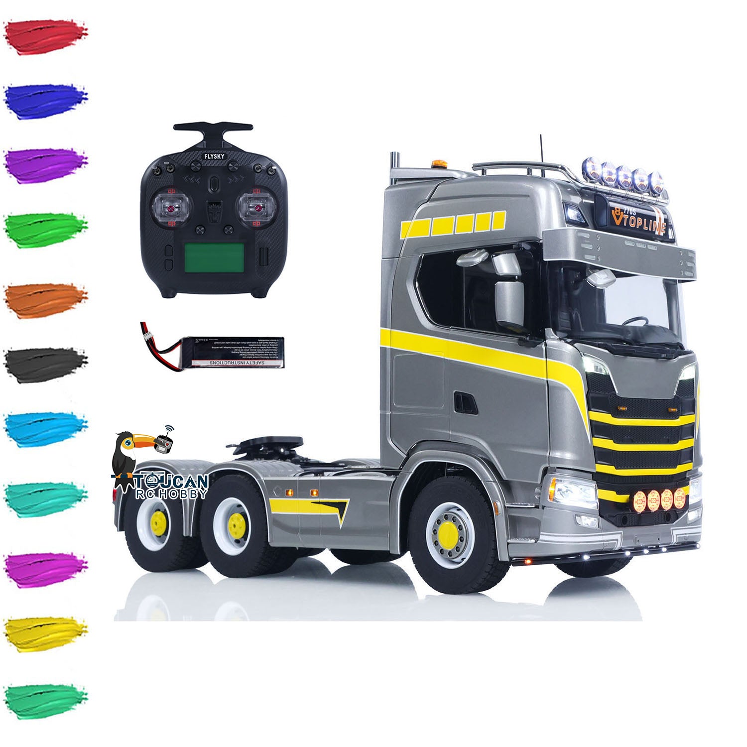 TOUCAN 770S 1/14 RC 6x6 Metal Chassis Tractor Truck complete package with ST8 radio controller and battery