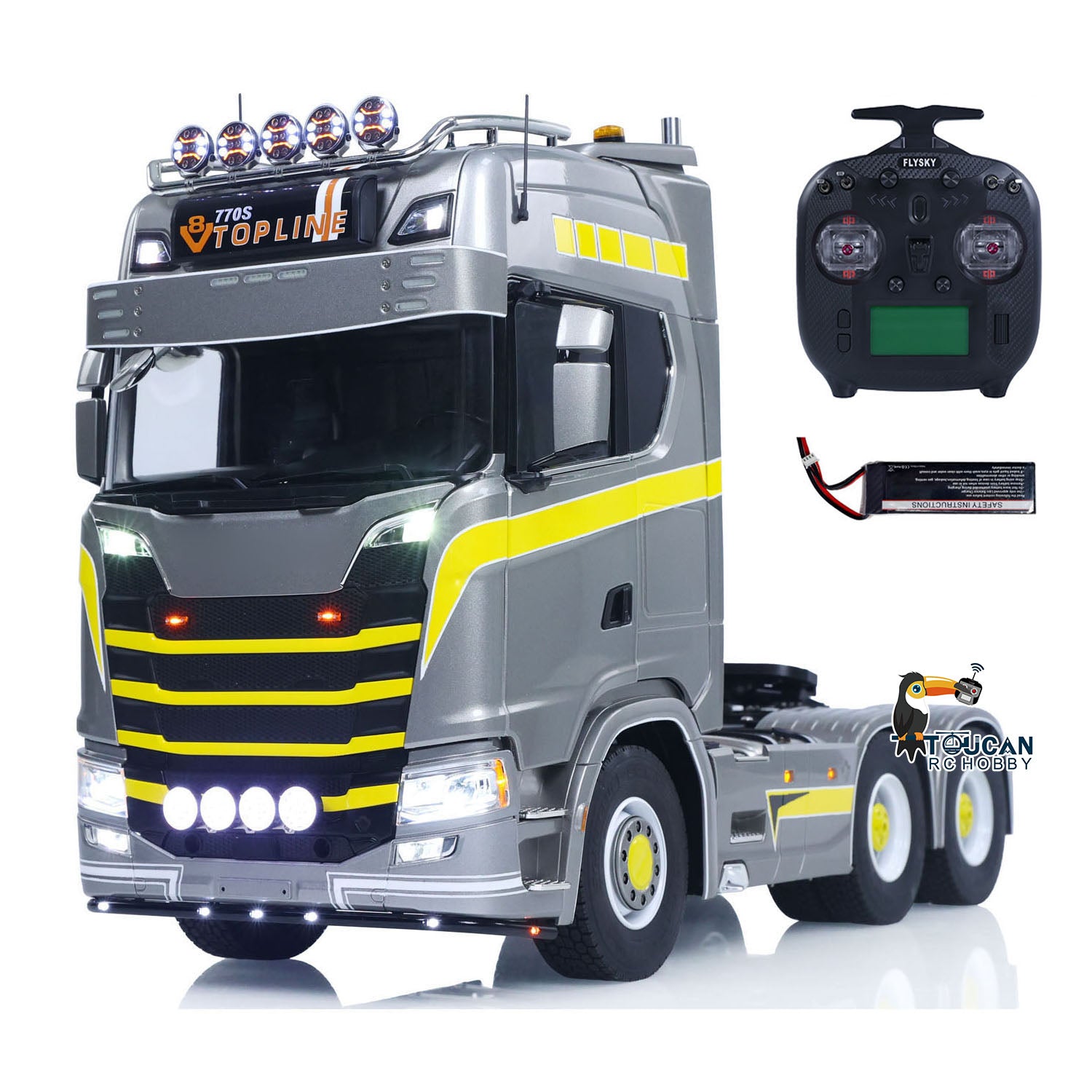 TOUCAN 770S 1/14 RC 6x6 Metal Chassis Tractor Truck RTR package with ST8 radio controller and battery