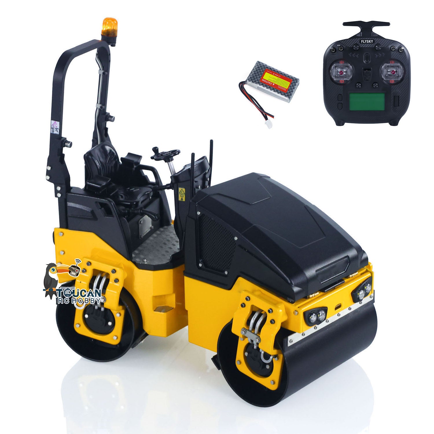 TOUCAN BW120AD 1/14 Metal RC Road Roller Compactor RTR package with radio controller and battery