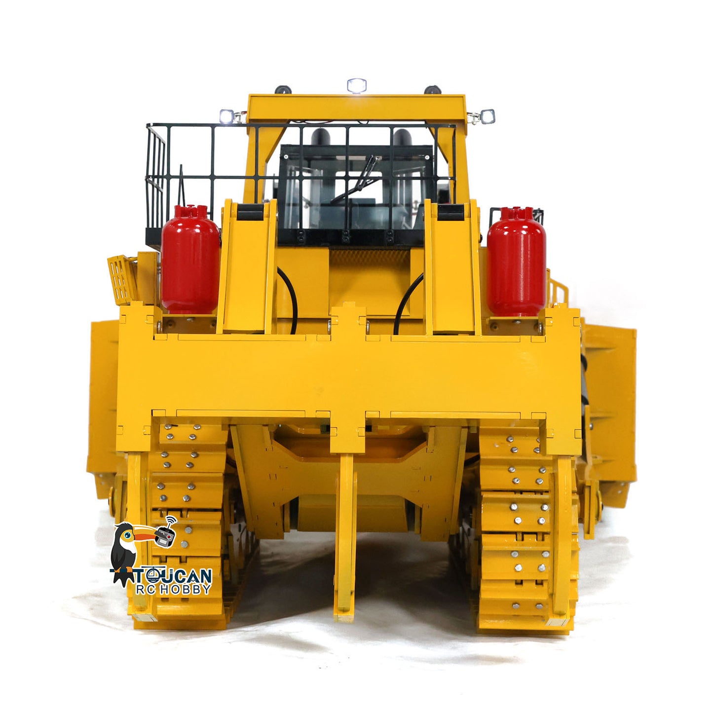 TOUCAN D11T 1/10 Metal Hydraulic RC Bulldozer Heavy Duty Giant Dozer rear view with three rear plows