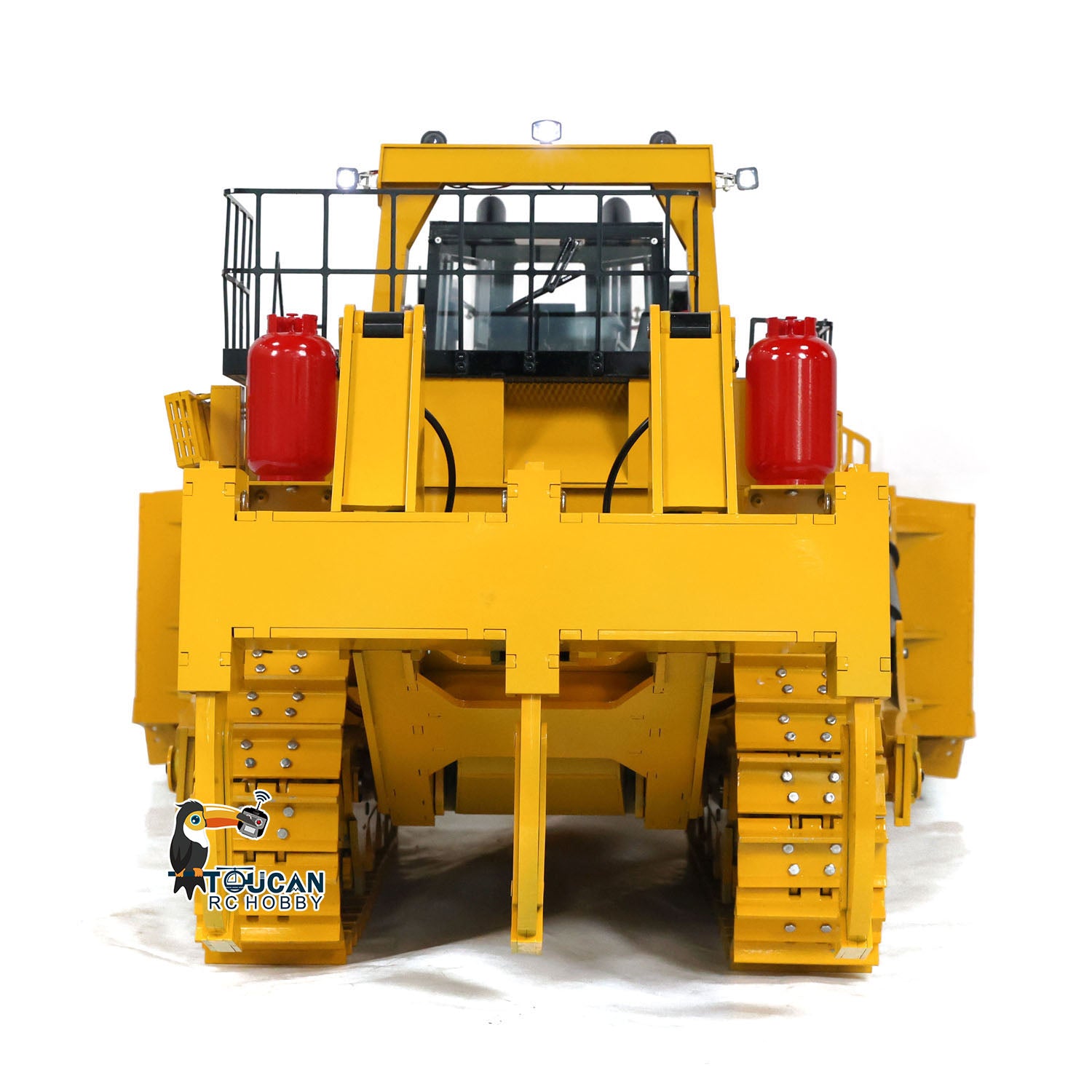 TOUCAN D11T 1/10 Metal Hydraulic RC Bulldozer Heavy Duty Giant Dozer rear view with three rear plows