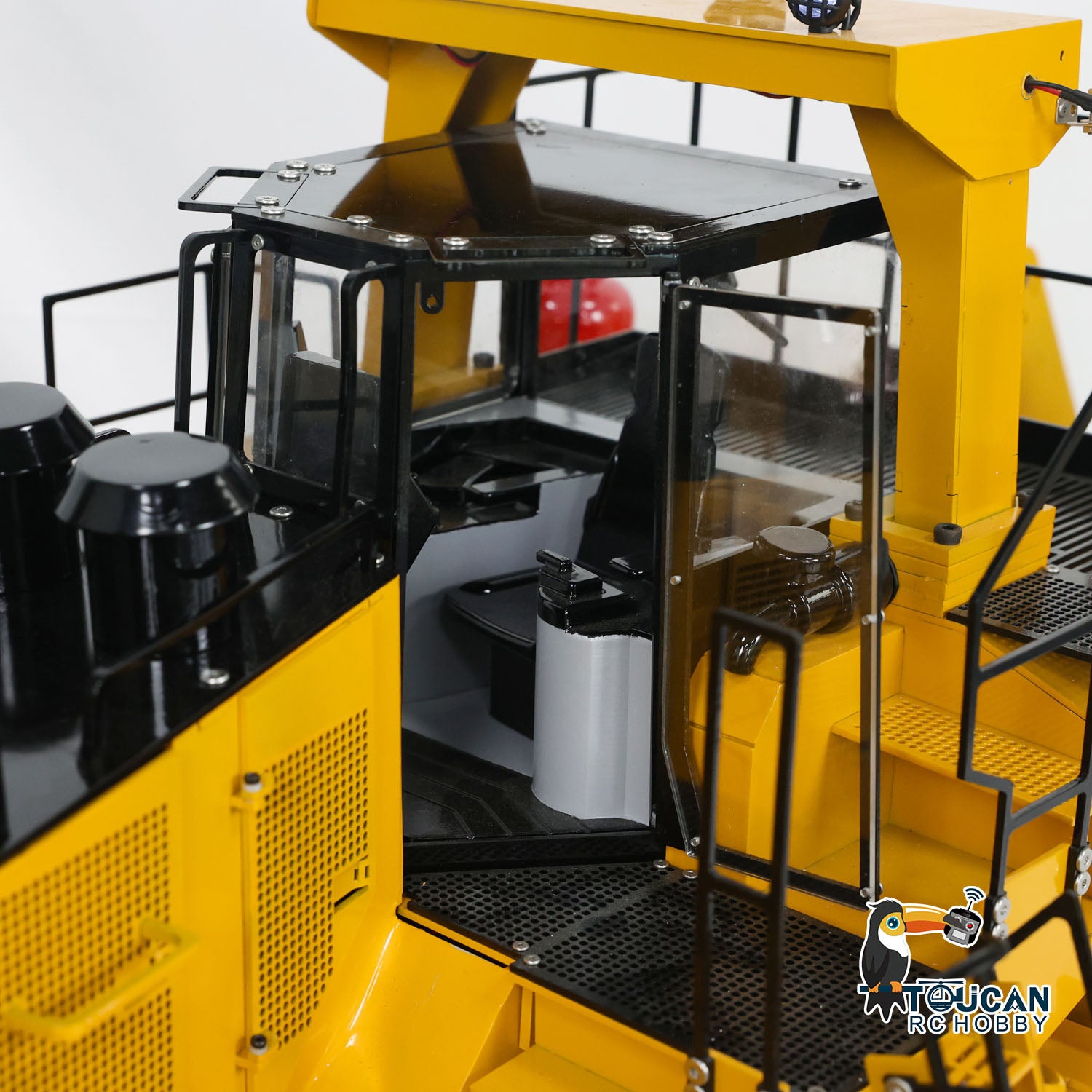 TOUCAN D11T 1/10 Metal Hydraulic RC Bulldozer Heavy Duty Giant Dozer cab interior with detailed controls