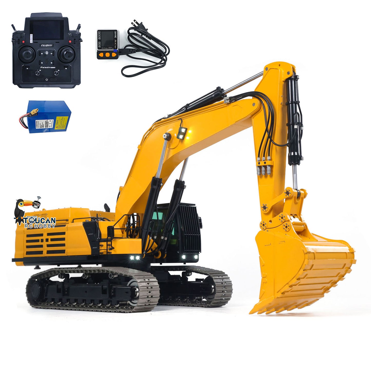 TOUCAN GZJC RC Hydraulic Excavator Front View with Full Metal Construction