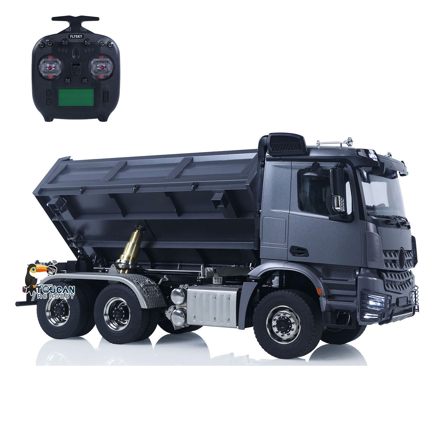 TOUCAN 1/14 6x6 Metal Hydraulic RC Three-Way Dump Truck package with ST8 radio controller