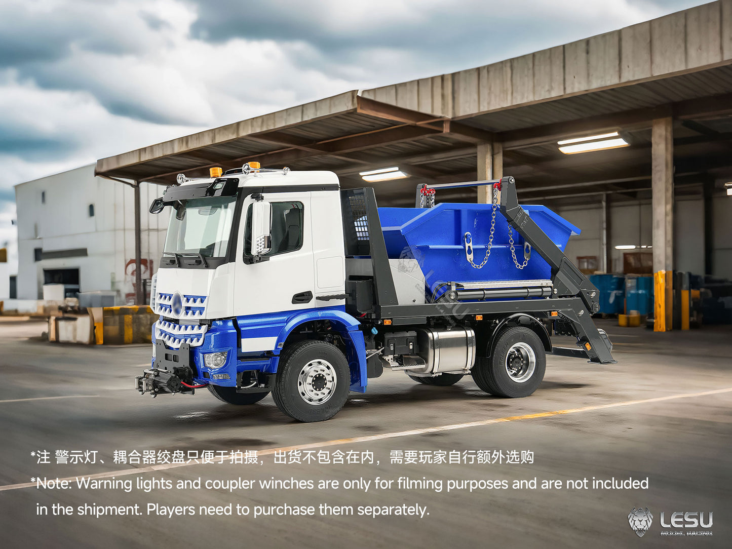 3Speed LESU Skip Loader 3363 Metal 4X4 Chassis 1/14 RC Hydraulic Swing Arm Garbage Dump Truck Light Sound Hub Reduction Axle