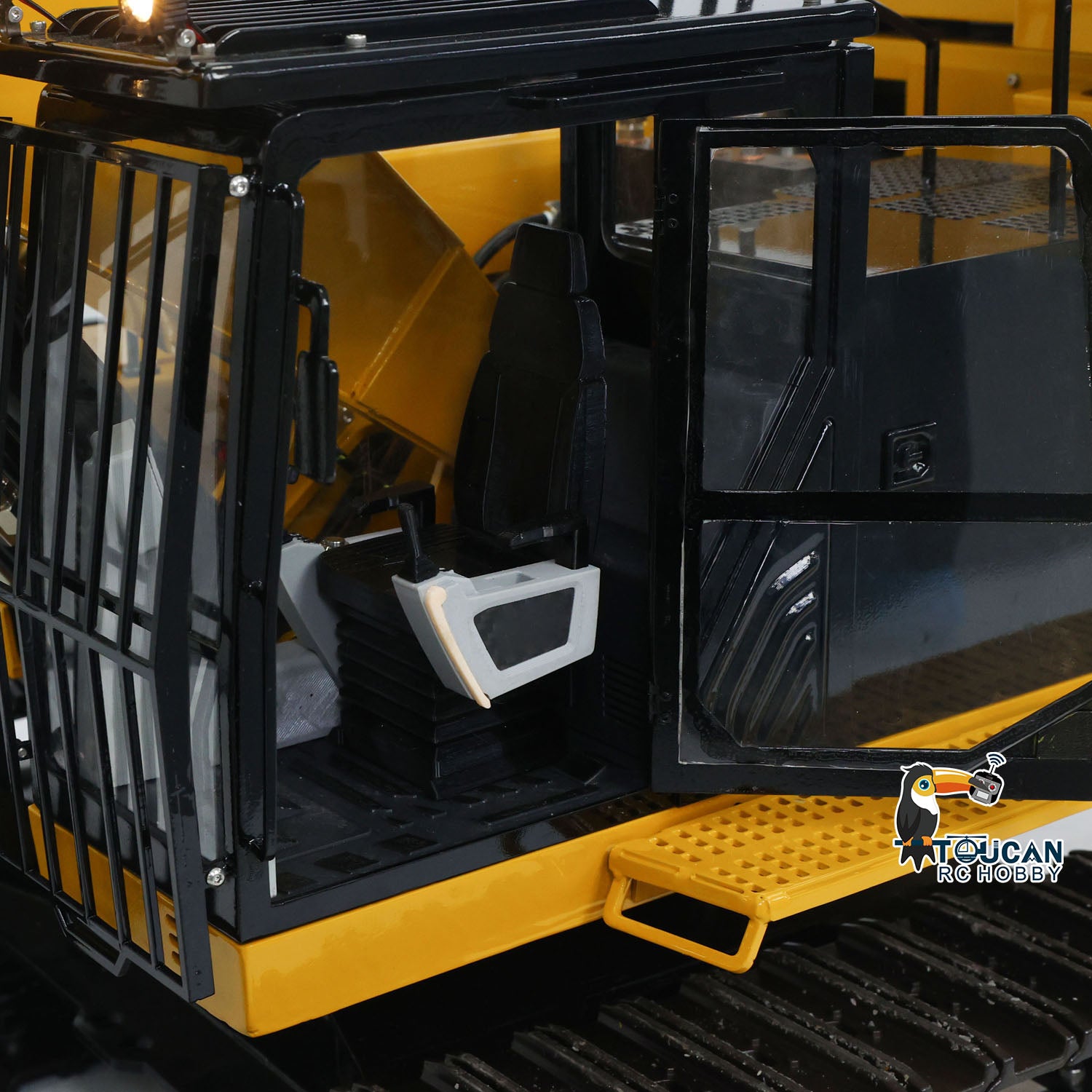 TYMX 390F 1/8 Metal Hydraulic RC Excavator Heavy Duty Digger cab exterior detail