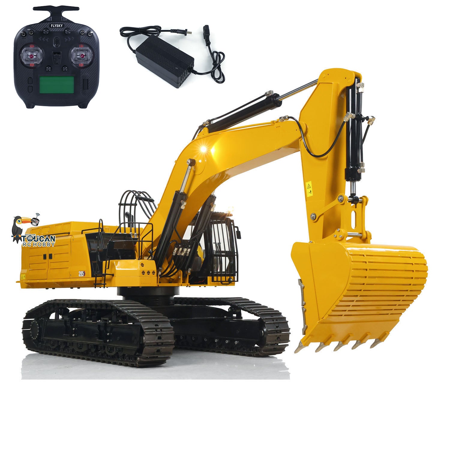 TYMX 395 1/8 Metal Hydraulic RC Excavator Heavy Duty Digger package with radio controller battery and charger
