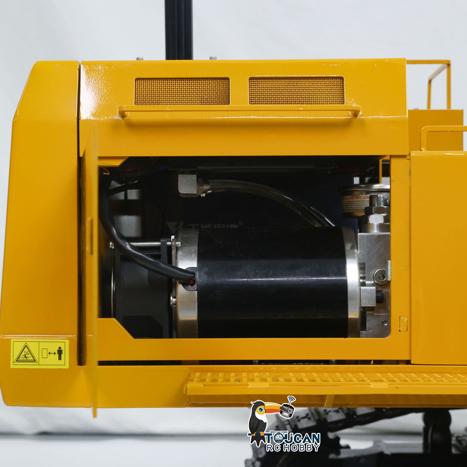 TYMX 390F 1/8 Metal Hydraulic RC Excavator brushless motor detail for tracked and rotating functions