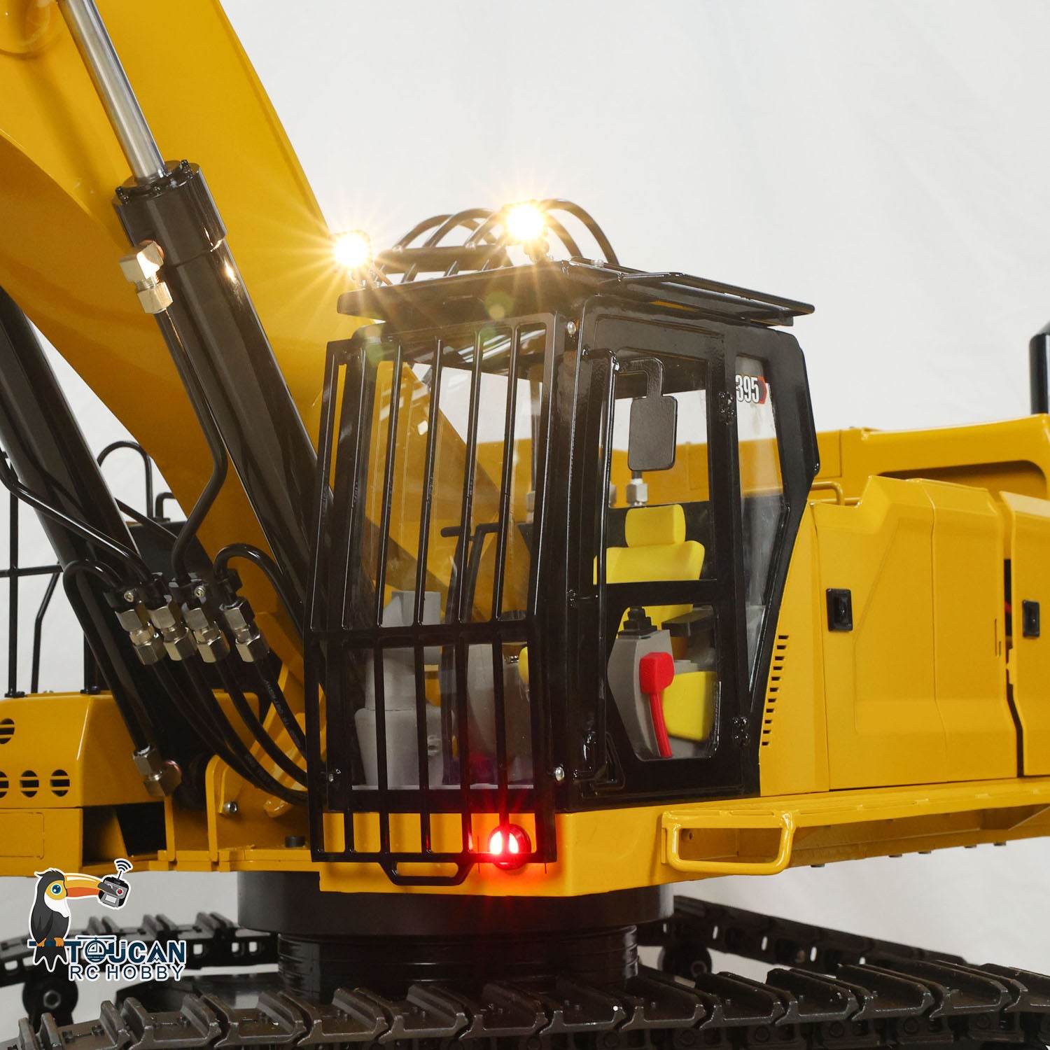 TYMX 395 1/8 Metal Hydraulic RC Excavator Heavy Duty Digger cab exterior detail
