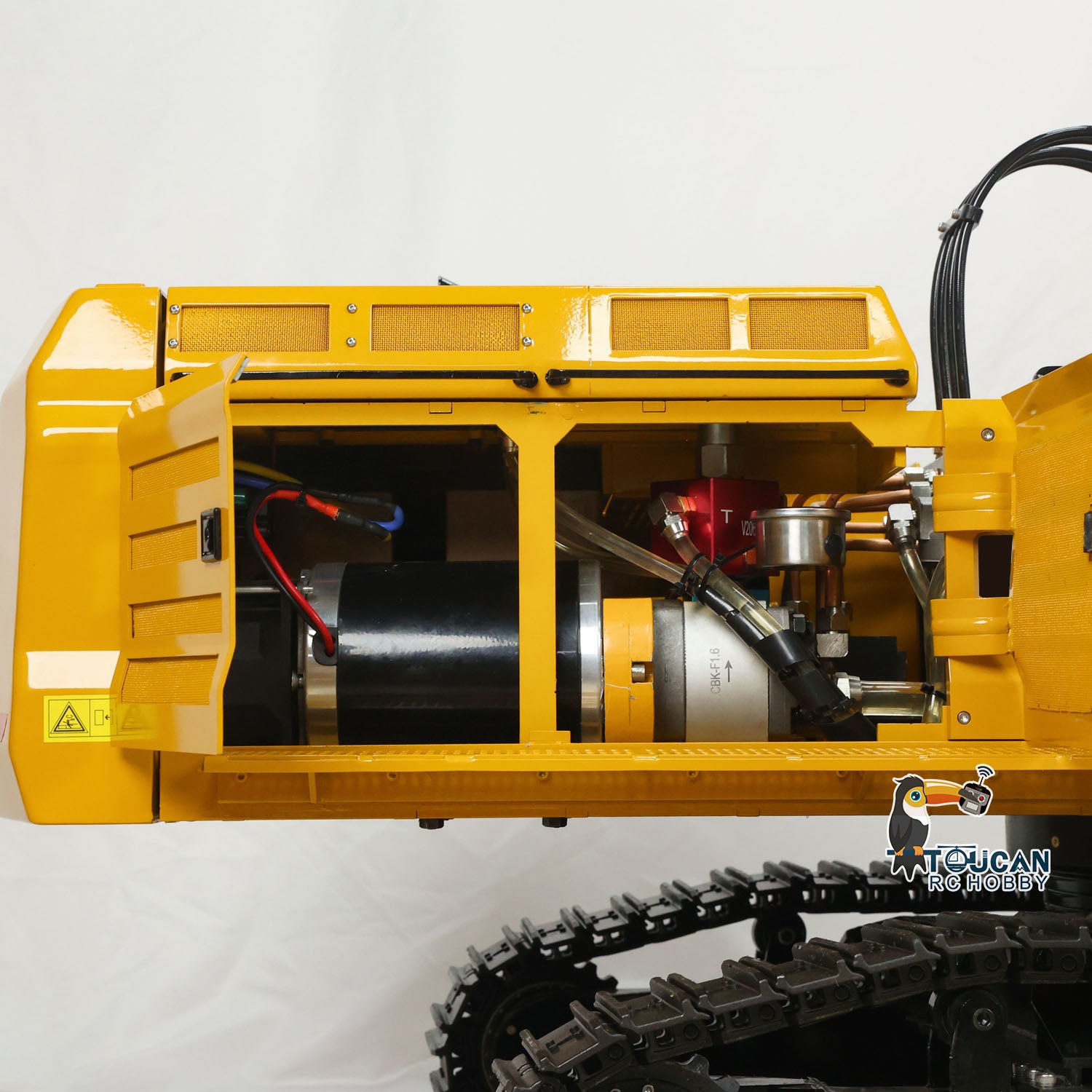 TYMX 395 1/8 Metal Hydraulic RC Excavator Heavy Duty Digger motor and servo detail