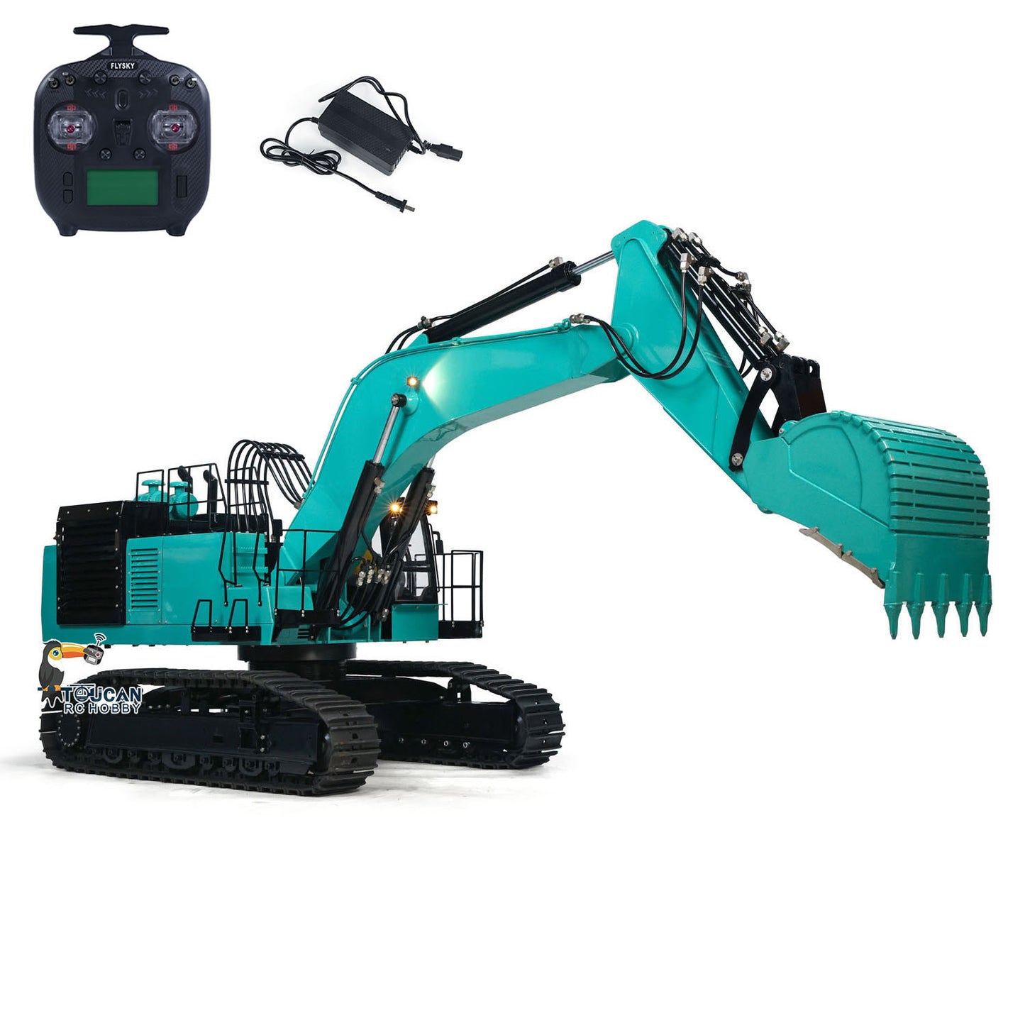 TYMX PC1250 1/8 Metal Hydraulic RC Excavator Digger blue RTR model with remote controller and charger