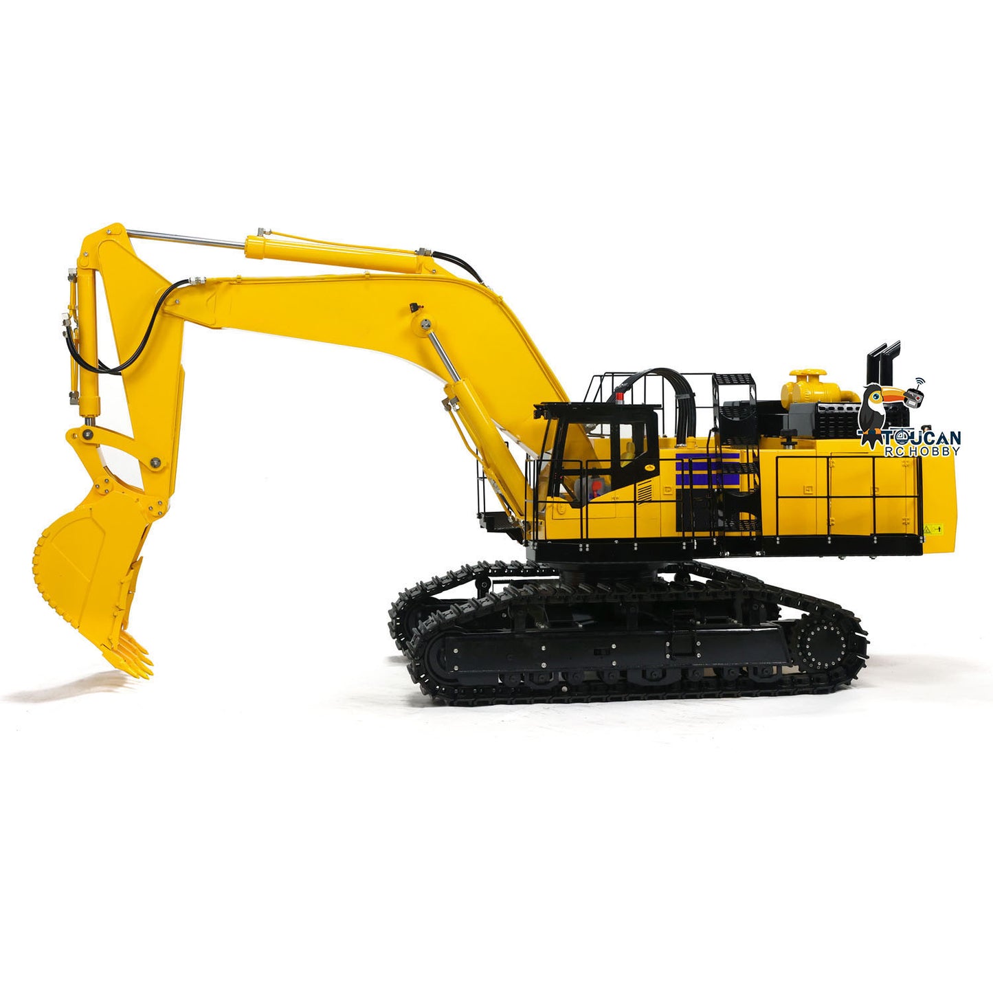 TYMX PC1250 1/8 Metal RC Hydraulic Crawler Excavator Digger side view with realistic construction design