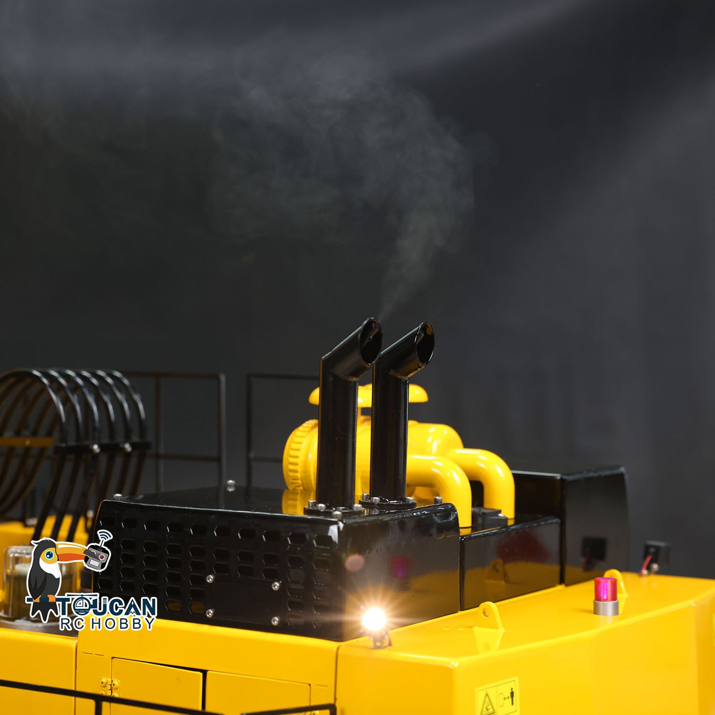 TYMX PC1250 1/8 Metal RC Hydraulic Excavator Digger smoke effect system detail