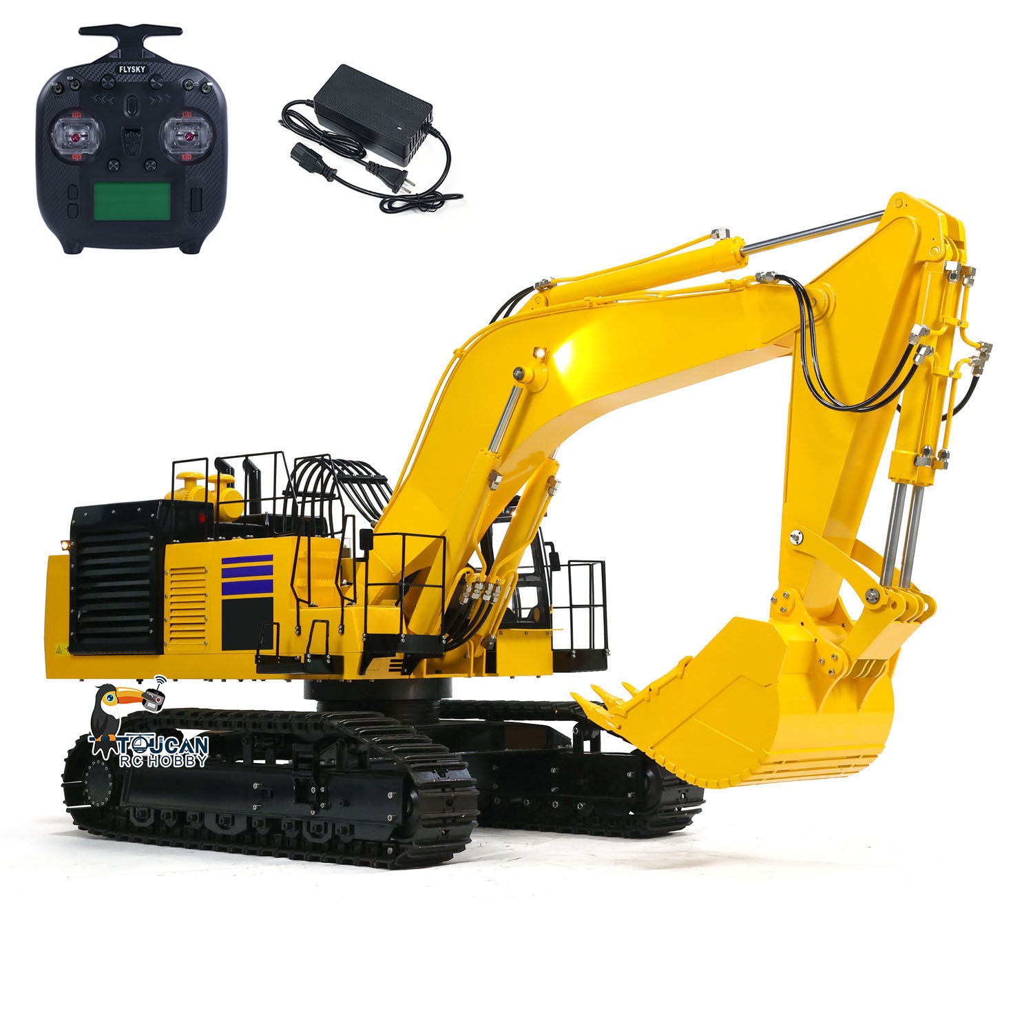 TYMX PC1250 1/8 Metal RC Hydraulic Excavator Digger yellow complete set with radio controller and charger