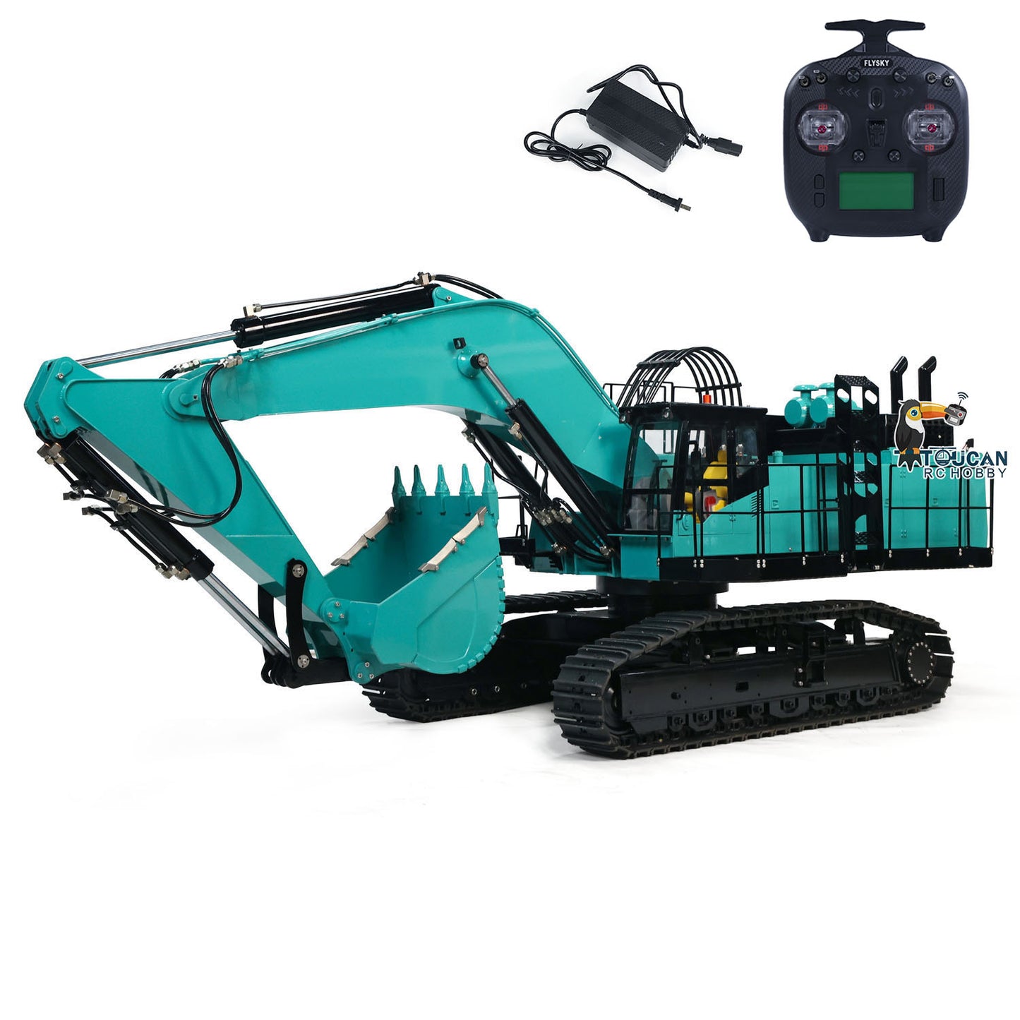 TYMX PC1250 1/8 Metal RC Hydraulic Excavator Digger blue version with radio controller and charger