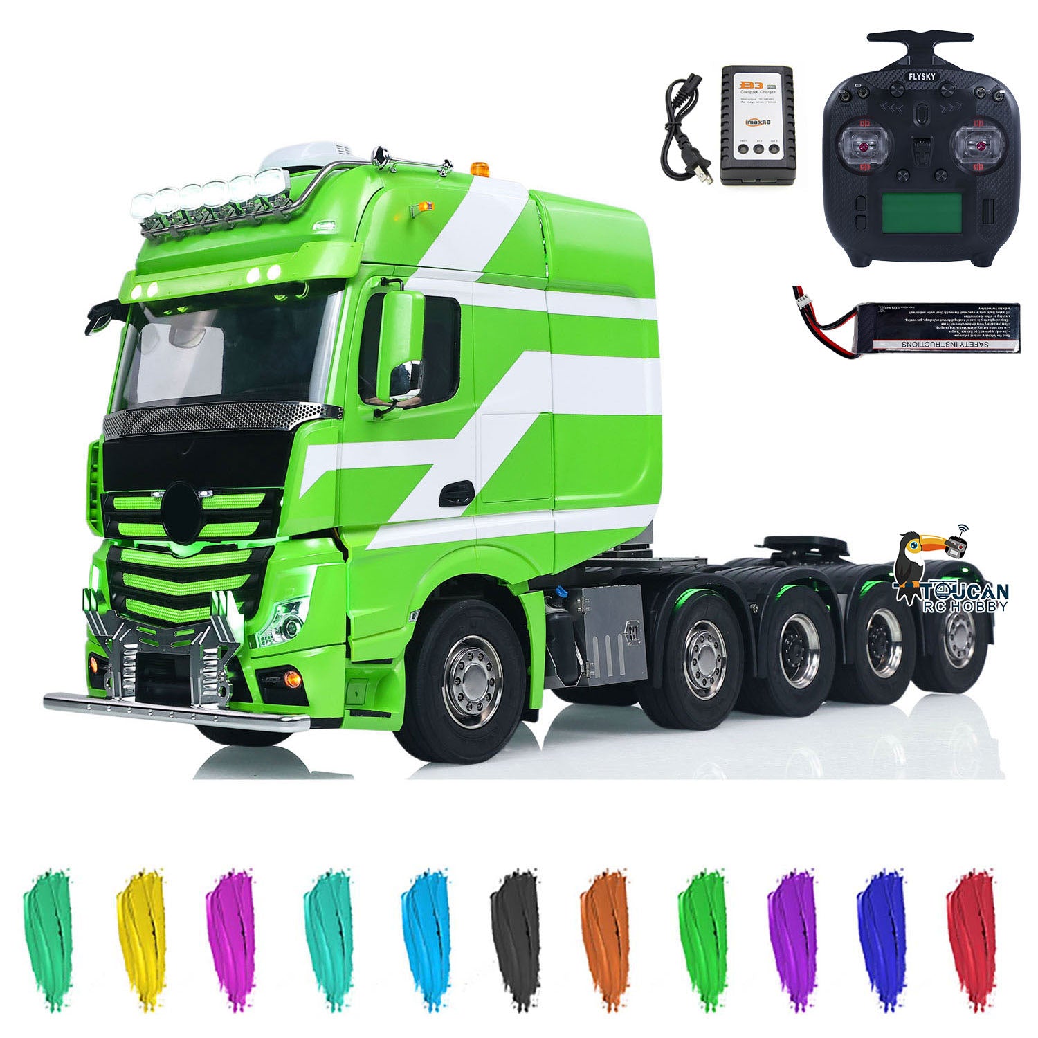 1/14 Metal RC Tractor Truck Green and White Paint Finish