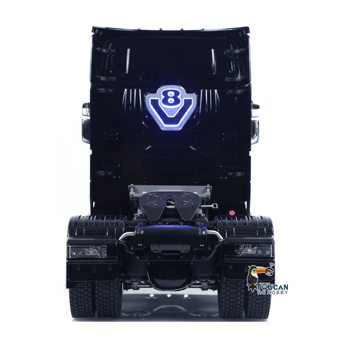 Unitru 05 1/14 rc tractor truck rear detail with V8 exhaust light system