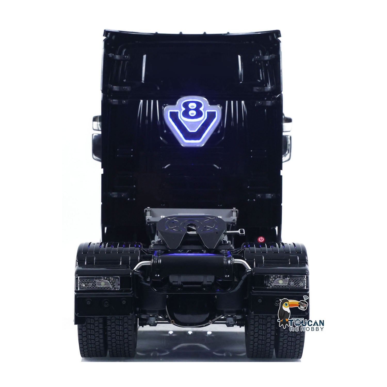 Unitru 05 1/14 rc tractor truck rear detail with V8 exhaust light system