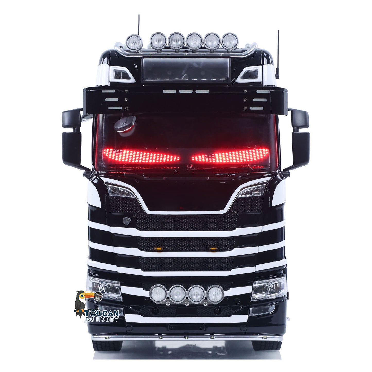 Front Body Fine Detail Display, 1/14 Unitru-05 RC Tractor Truck Front Face Light & Logo Light Decoration