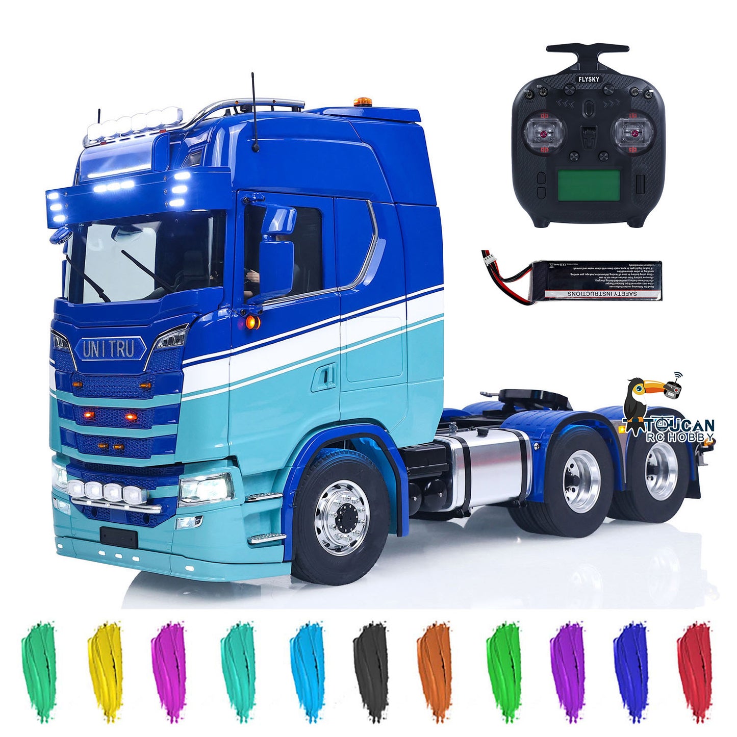 Unitru 06 1/14 RC 6x6 Metal Tractor Truck RTR Blue White Edition
