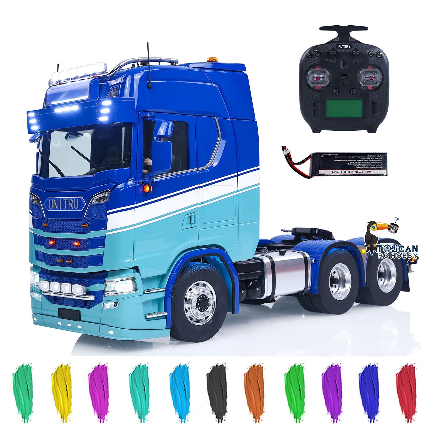 Unitru 06 1/14 RC 6x6 Metal Tractor Truck RTR Blue White Edition